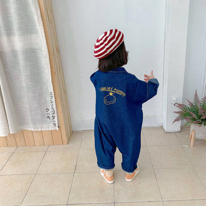 -キッズ デニム つなぎ オールインワン ジャンプスーツ【mh0000225】 - mamahalo shop - 長袖ジャンプスーツ -  べビー服 - 子供服 - 男の子 - 女の子