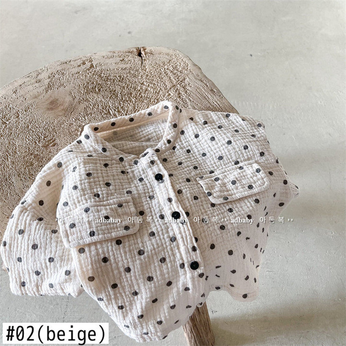 -キッズ みずたま ノーカラー 半袖 シャツ ブラウス トップス - mamahalo shop - 半袖シャツ・ブラウス -  べビー服 - 子供服 - 男の子 - 女の子