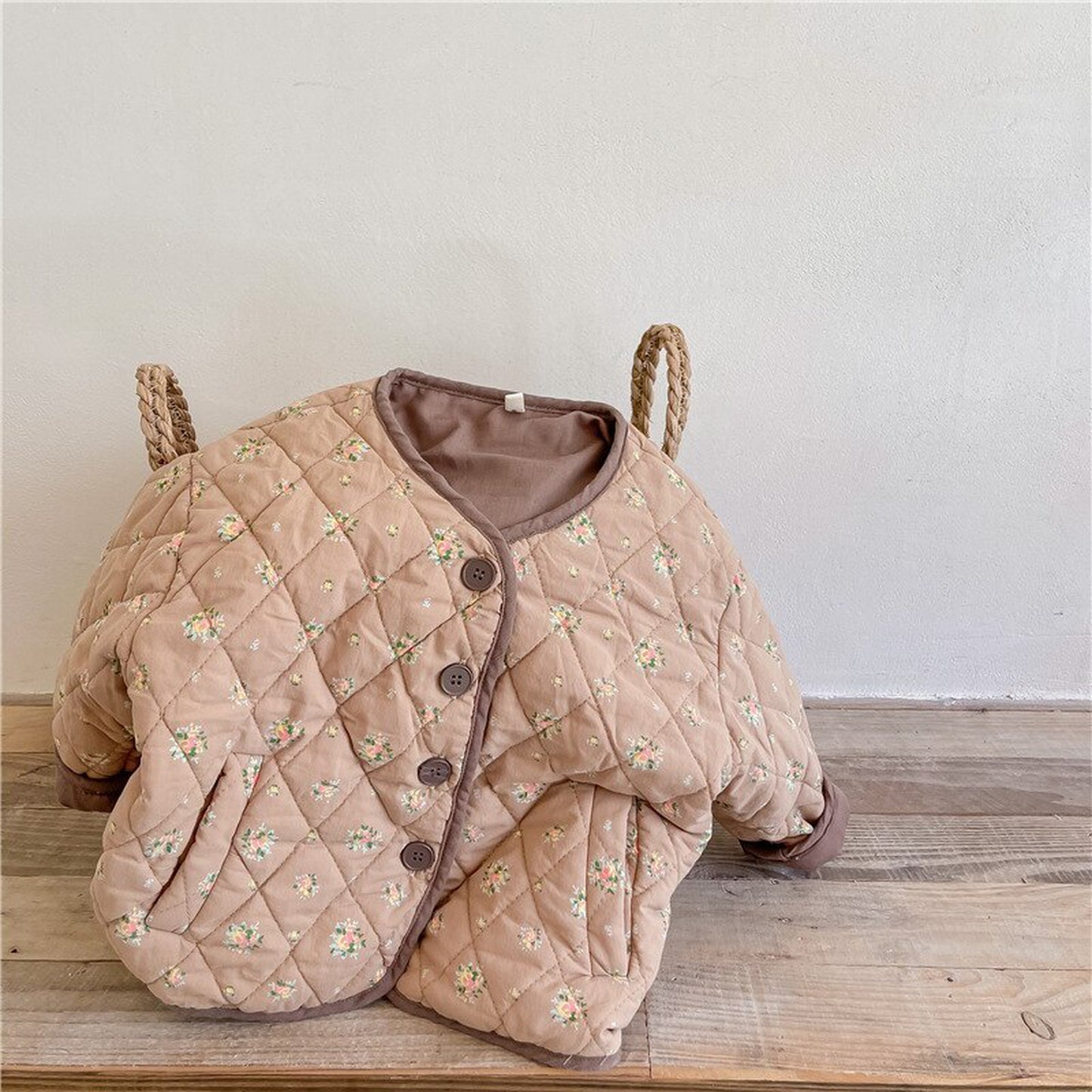 -キッズ フラワー キルティング ジャケット コート【mh0000277】 - mamahalo shop - ショートコート・ジャケット・ジャンパー -  べビー服 - 子供服 - 男の子 - 女の子