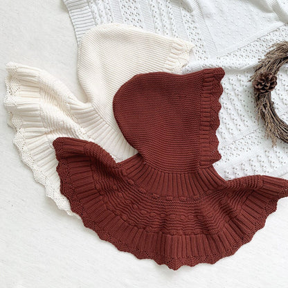 -ベビー キッズ レース ニット フーディ ボレロ ポンチョ【mh0000257】 - mamahalo shop - ショール -  べビー服 - 子供服 - 男の子 - 女の子