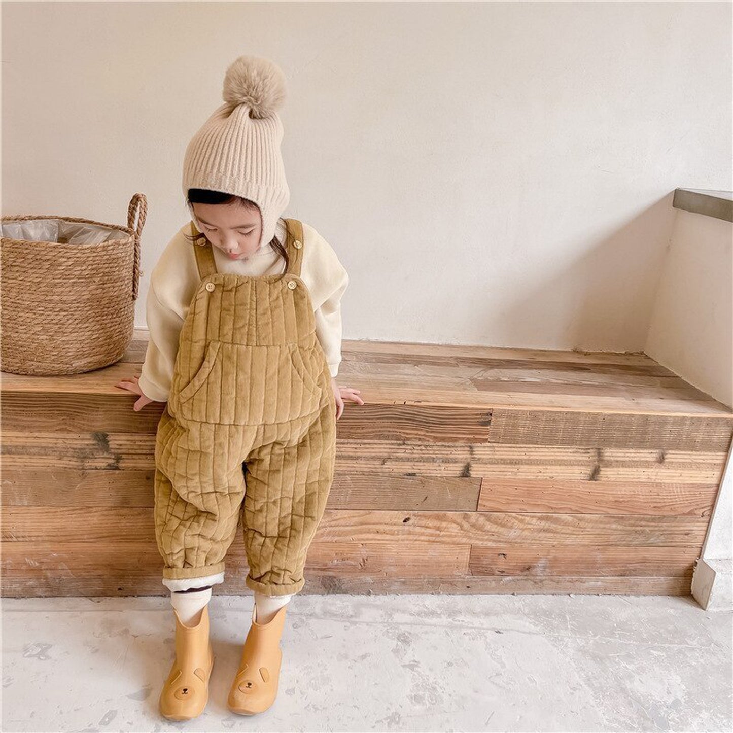 -キッズ コーデュロイ キルティング サロペット サスパンツ【mh0000254】 - mamahalo shop - オーバーオール -  べビー服 - 子供服 - 男の子 - 女の子