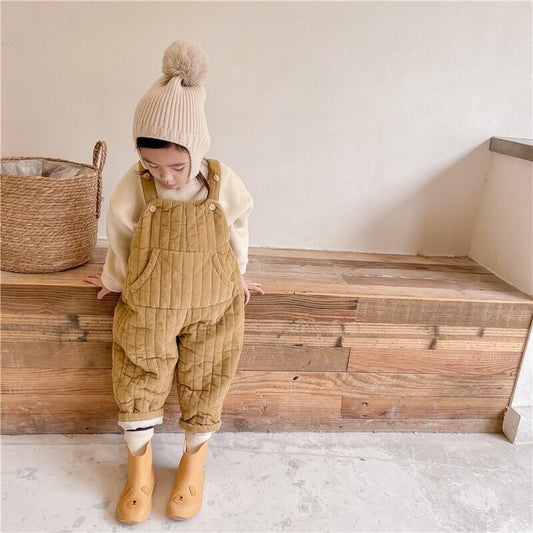 -キッズ コーデュロイ キルティング サロペット サスパンツ【mh0000254】 - mamahalo shop - オーバーオール -  べビー服 - 子供服 - 男の子 - 女の子