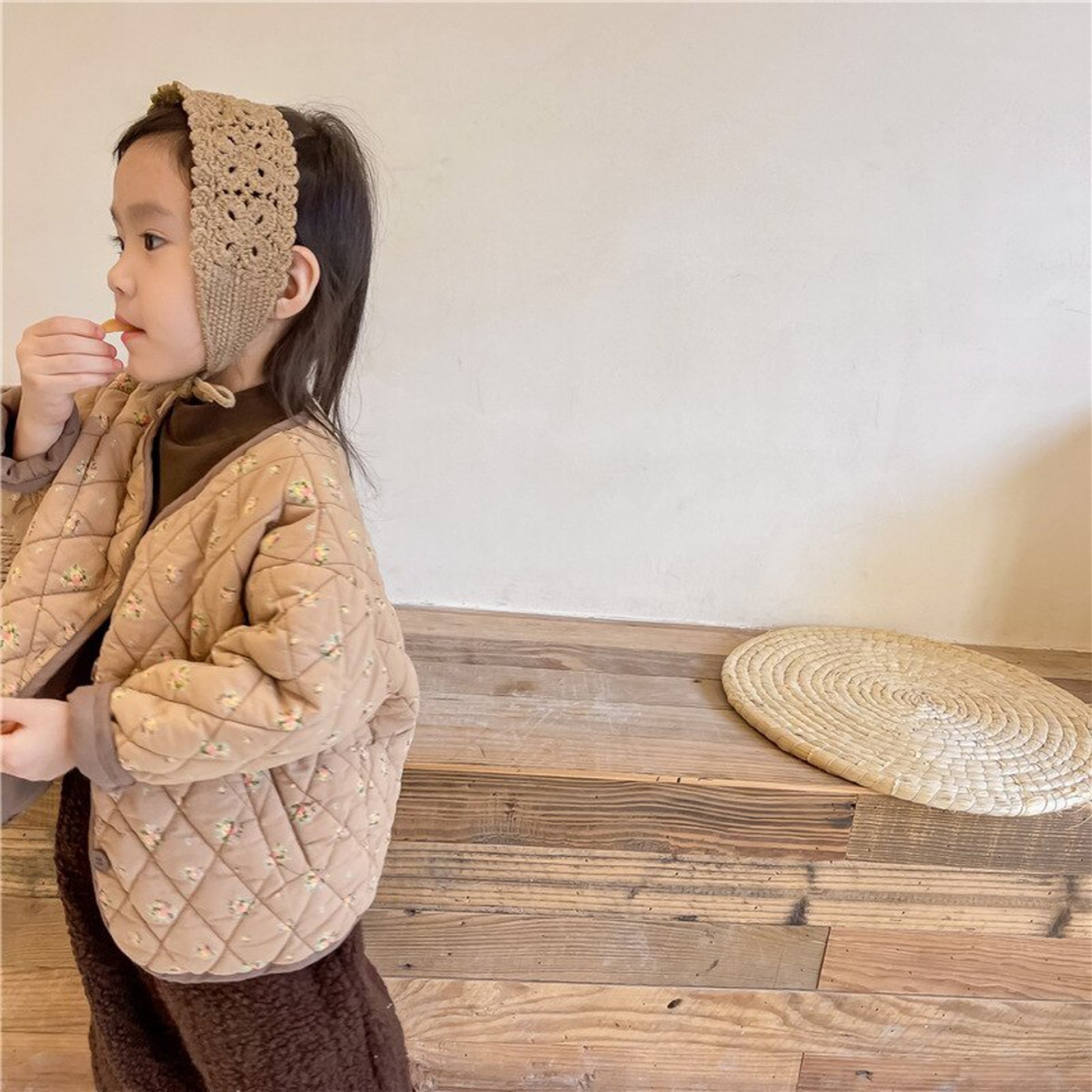 -キッズ フラワー キルティング ジャケット コート【mh0000277】 - mamahalo shop - ショートコート・ジャケット・ジャンパー -  べビー服 - 子供服 - 男の子 - 女の子