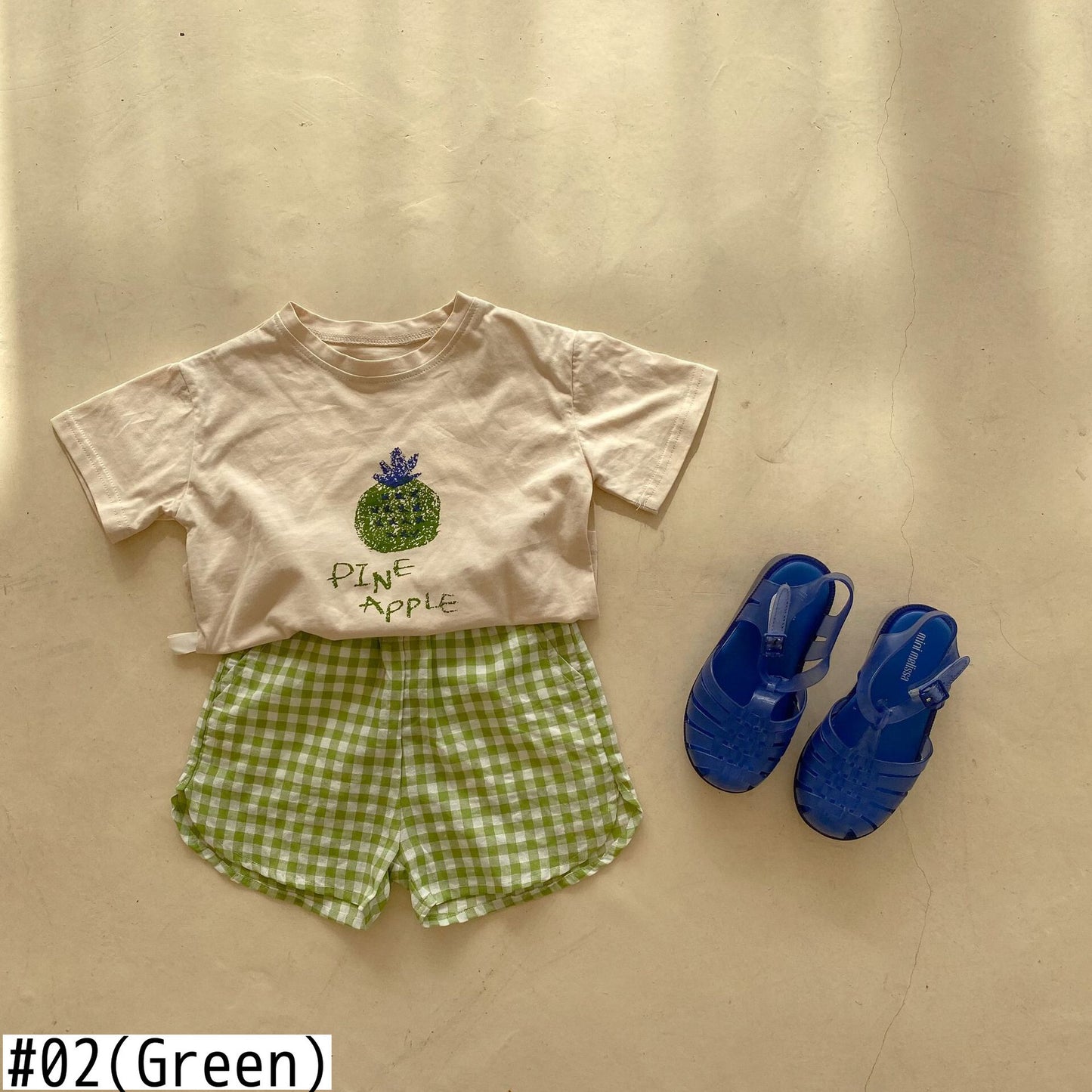 -キッズ フルーツ セットアップ Tシャツ チェック パンツ 48902210 - mamahalo shop - 半袖セットアップ -  べビー服 - 子供服 - 男の子 - 女の子