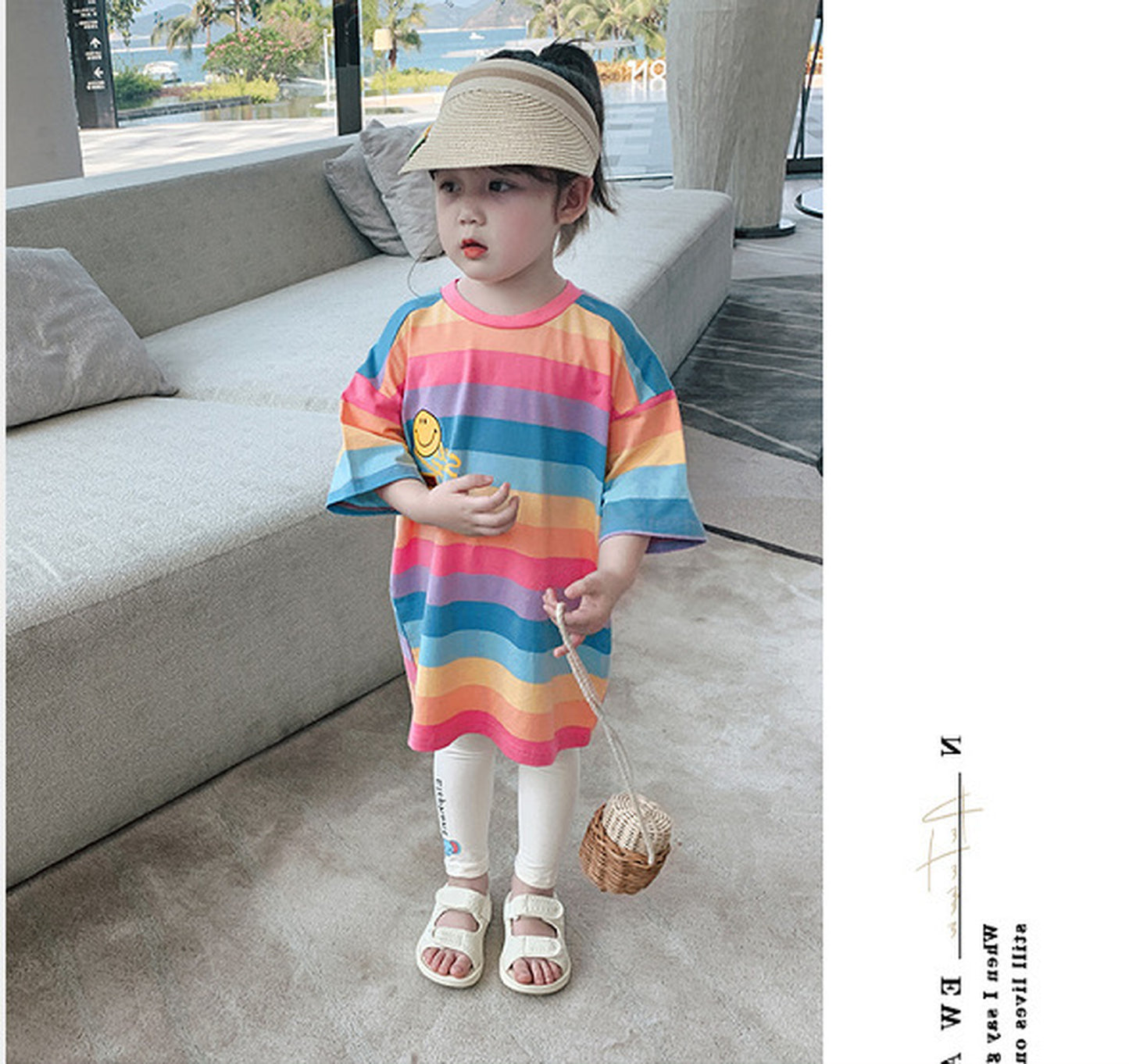 -キッズ レインボー  ロングTシャツ ワンピース - mamahalo shop - 半袖ワンピース -  べビー服 - 子供服 - 男の子 - 女の子