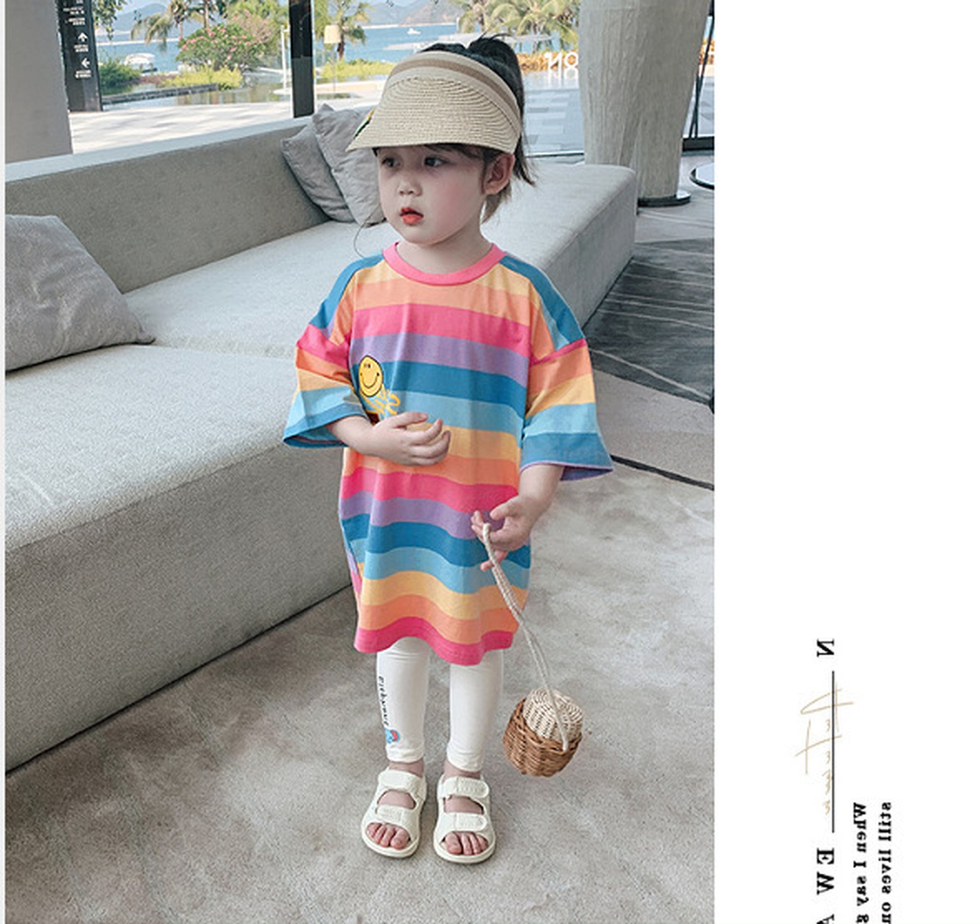 -キッズ レインボー  ロングTシャツ ワンピース - mamahalo shop - 半袖ワンピース -  べビー服 - 子供服 - 男の子 - 女の子