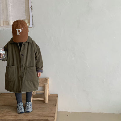 -キッズ 裏キルティング ロング コート【mh0000308】 - mamahalo shop - ロングコート -  べビー服 - 子供服 - 男の子 - 女の子