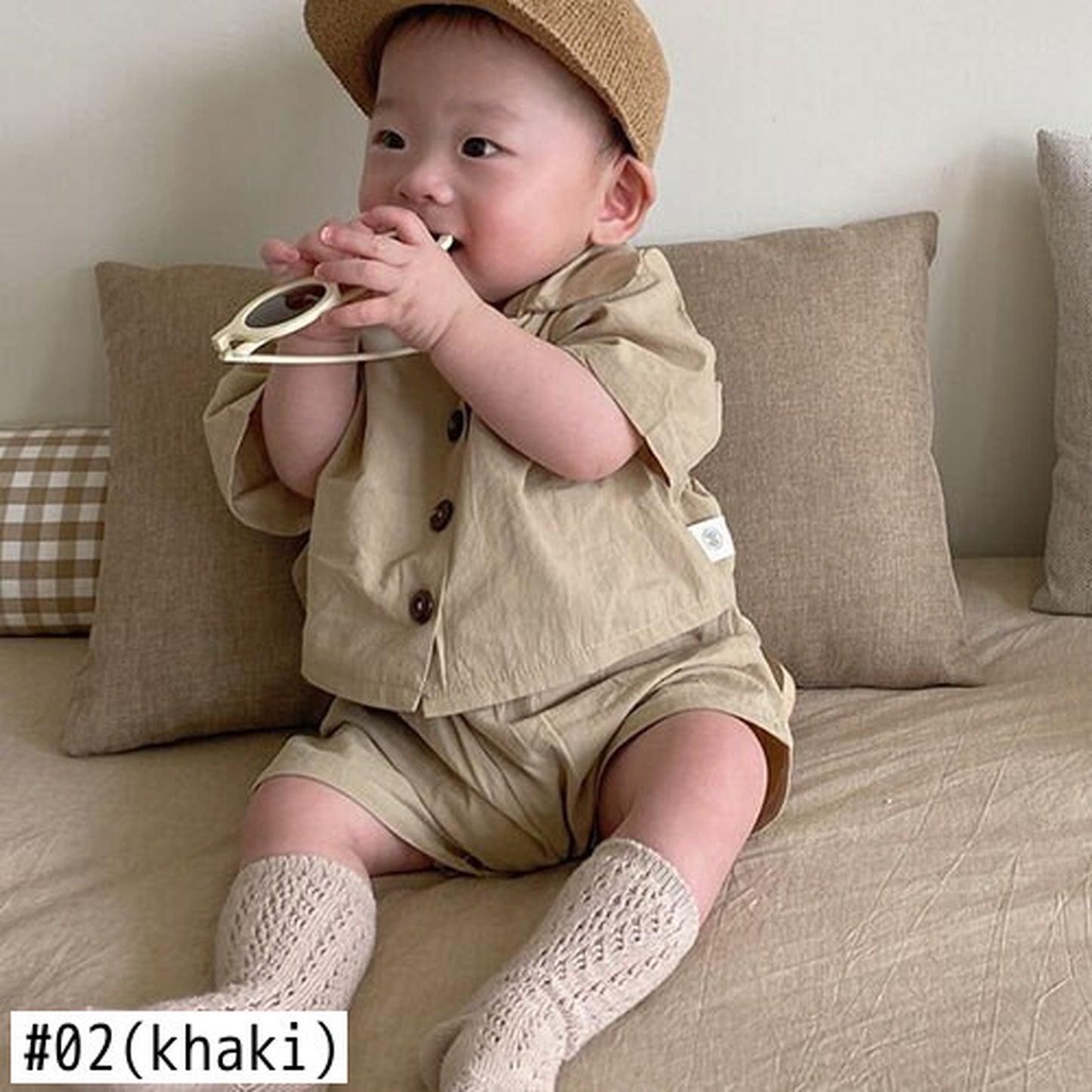 -☺︎ ベビーセットアップ 2点セット 半袖シャツ ショートパンツ 2カラー - mamahalo shop - 半袖セットアップ -  べビー服 - 子供服 - 男の子 - 女の子