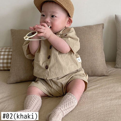 -☺︎ ベビーセットアップ 2点セット 半袖シャツ ショートパンツ 2カラー - mamahalo shop - 半袖セットアップ -  べビー服 - 子供服 - 男の子 - 女の子