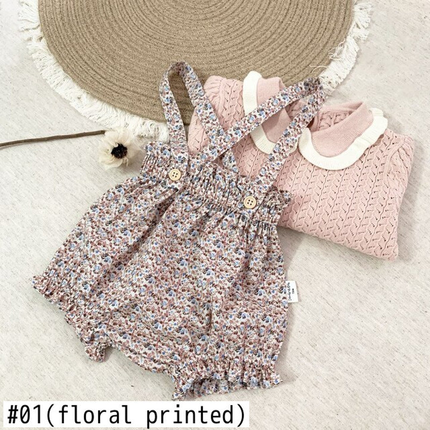 -ベビーキッズパンツ フラワー サスペンダー ブルマ フリル ショートパンツ - mamahalo shop - サロペットパンツ・サスペンダーパンツ -  べビー服 - 子供服 - 男の子 - 女の子