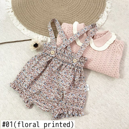 -ベビーキッズパンツ フラワー サスペンダー ブルマ フリル ショートパンツ - mamahalo shop - サロペットパンツ・サスペンダーパンツ -  べビー服 - 子供服 - 男の子 - 女の子