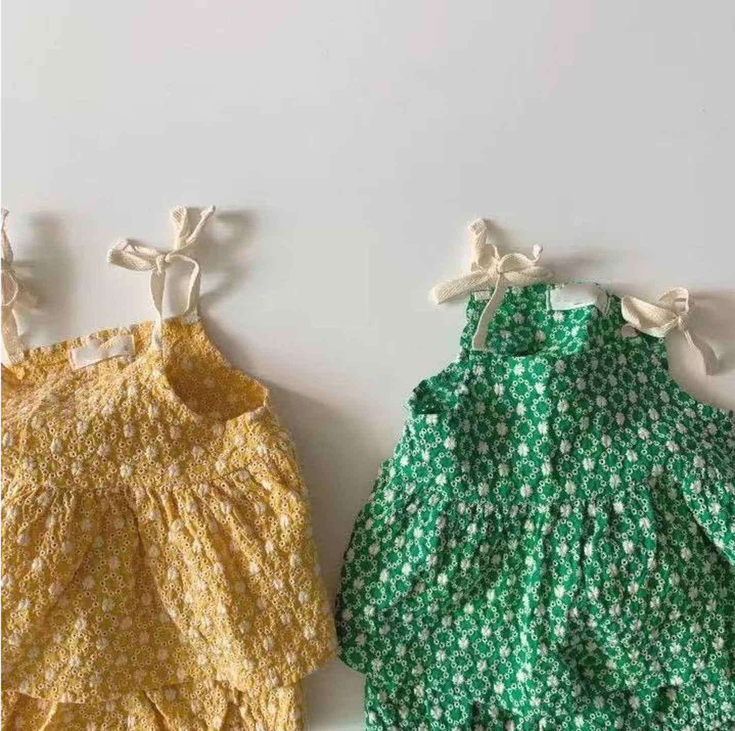 -ベビー セットアップ キャミソール + ブルマ フラワー レース 刺繍 - mamahalo shop - ノースリーブセットアップ -  べビー服 - 子供服 - 男の子 - 女の子