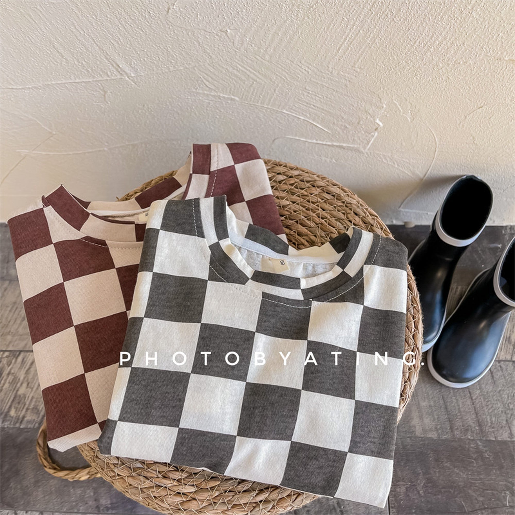 キッズ ビッグ チェッカーチェック 長袖 Tシャツ - mamahalo shop - 長袖Tシャツ - ベビー服 - 子供服 - 男の子 - 女の子