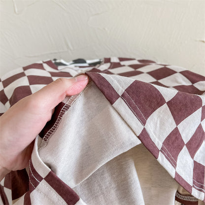 -キッズ ビッグ チェッカーチェック 長袖 Tシャツ - mamahalo shop - 長袖Tシャツ -  べビー服 - 子供服 - 男の子 - 女の子