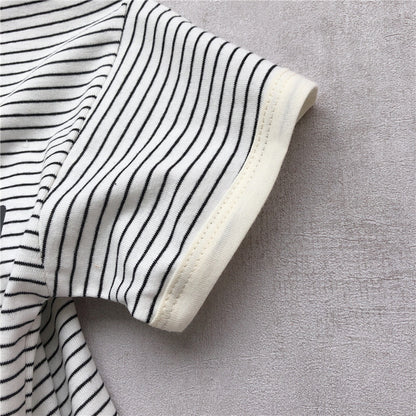 -キッズ ボーダー 半袖Tシャツ - mamahalo shop - 半袖Tシャツ -  べビー服 - 子供服 - 男の子 - 女の子