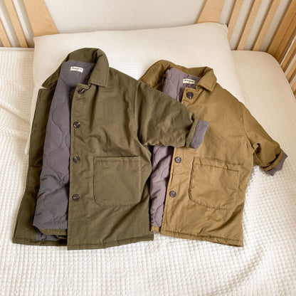 -キッズ 裏キルティング ロング コート【mh0000308】 - mamahalo shop - ロングコート -  べビー服 - 子供服 - 男の子 - 女の子