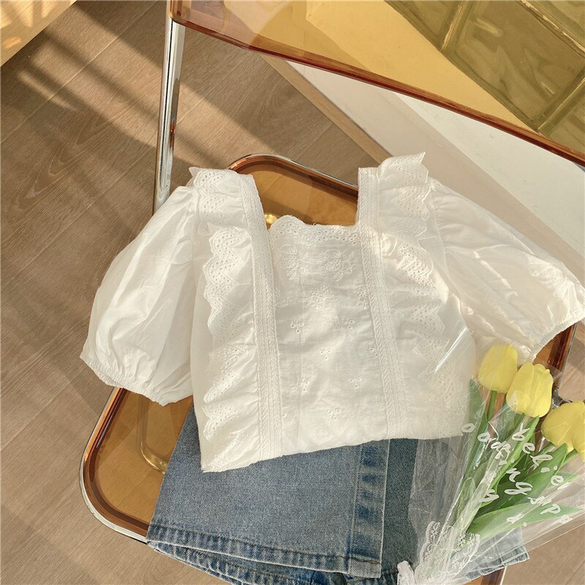 -キッズ フリル 半袖ブラウス - mamahalo shop - 半袖シャツ・ブラウス -  べビー服 - 子供服 - 男の子 - 女の子