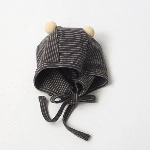 -ベビー ボーダー 足つき ロンパース ぽんぽん帽子 セット【mh0000050】 - mamahalo shop - 長袖ロンパース -  べビー服 - 子供服 - 男の子 - 女の子