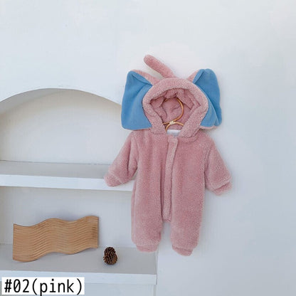 -ベビー ぞう 耳付き フーディ フリース アウター ジャンプスーツ【mh0000205】 - mamahalo shop - アウタージャンプスーツ -  べビー服 - 子供服 - 男の子 - 女の子