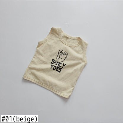 -キッズ フリップフロップ ノースリーブ Tシャツ - mamahalo shop - タンクトップ・キャミソール・ノースリーブトップス -  べビー服 - 子供服 - 男の子 - 女の子