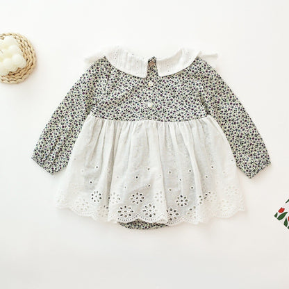 -☺︎ ベビー フラワー エプロン スカート ロンパース - mamahalo shop - 長袖ロンパース -  べビー服 - 子供服 - 男の子 - 女の子