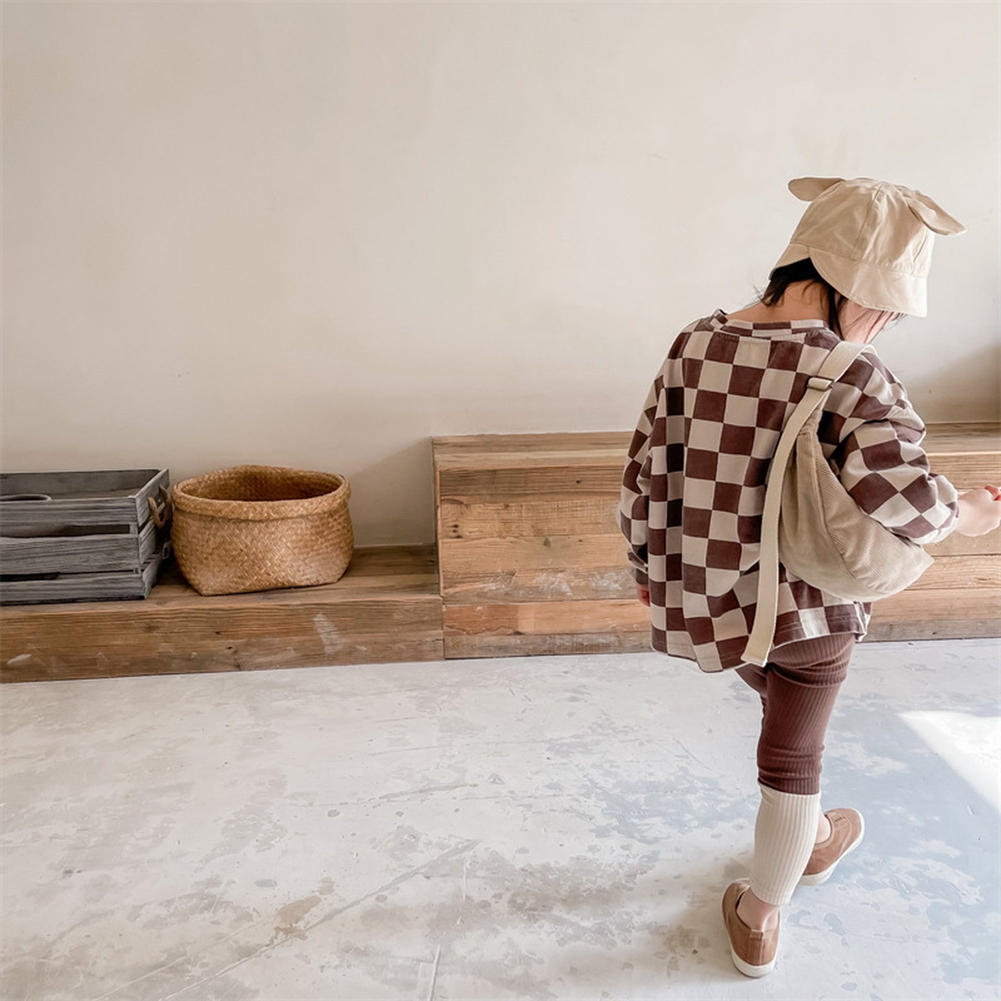 キッズ ビッグ チェッカーチェック 長袖 Tシャツ - mamahalo shop - 長袖Tシャツ - ベビー服 - 子供服 - 男の子 - 女の子