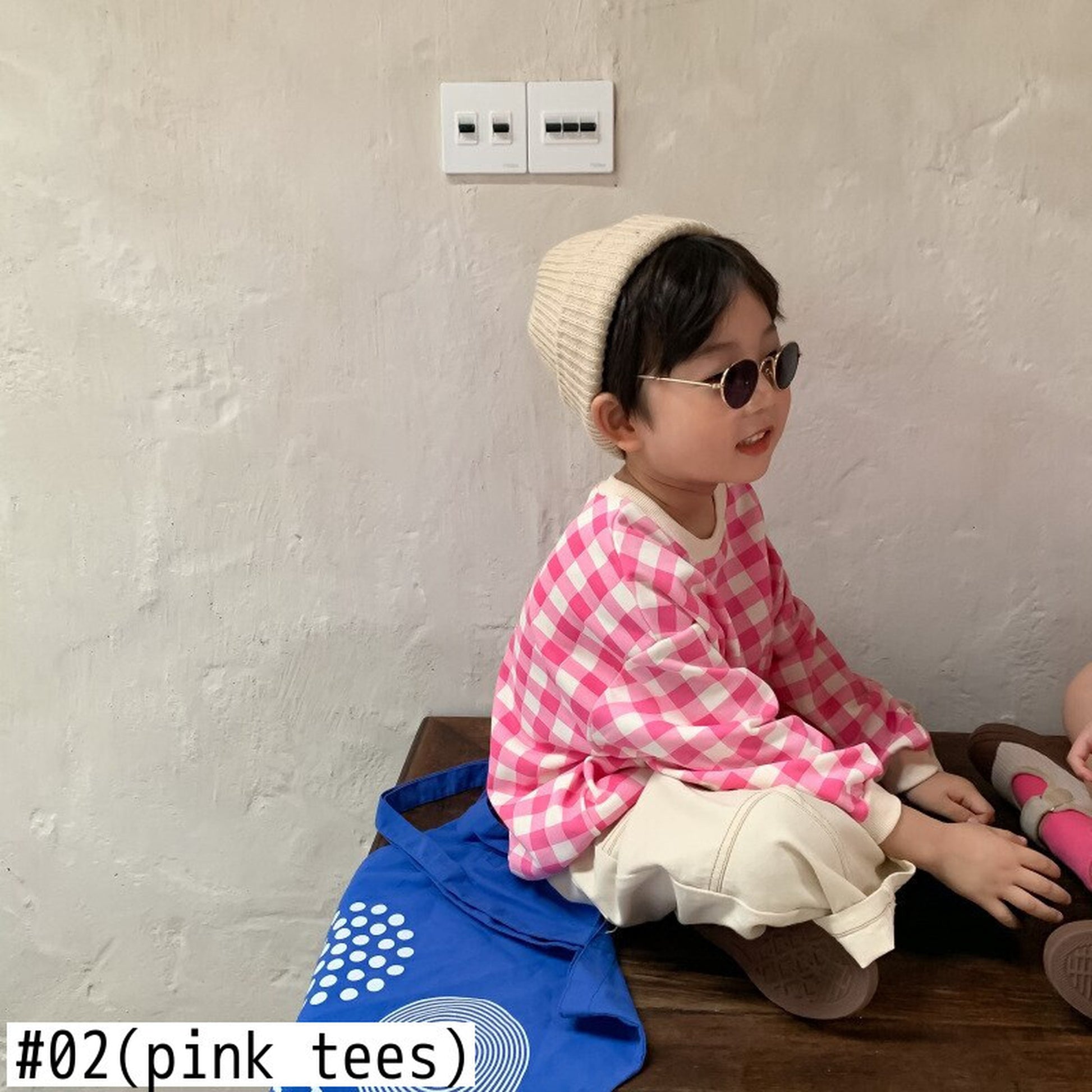 -キッズトップス ワンピース チェック 長袖Tシャツ 長袖フレアワンピース リンクコーデ 兄弟姉妹 お揃いコーデ ピンク/ベージュ/2カラー【mh0000062】 - mamahalo shop - 長袖ワンピース -  べビー服 - 子供服 - 男の子 - 女の子