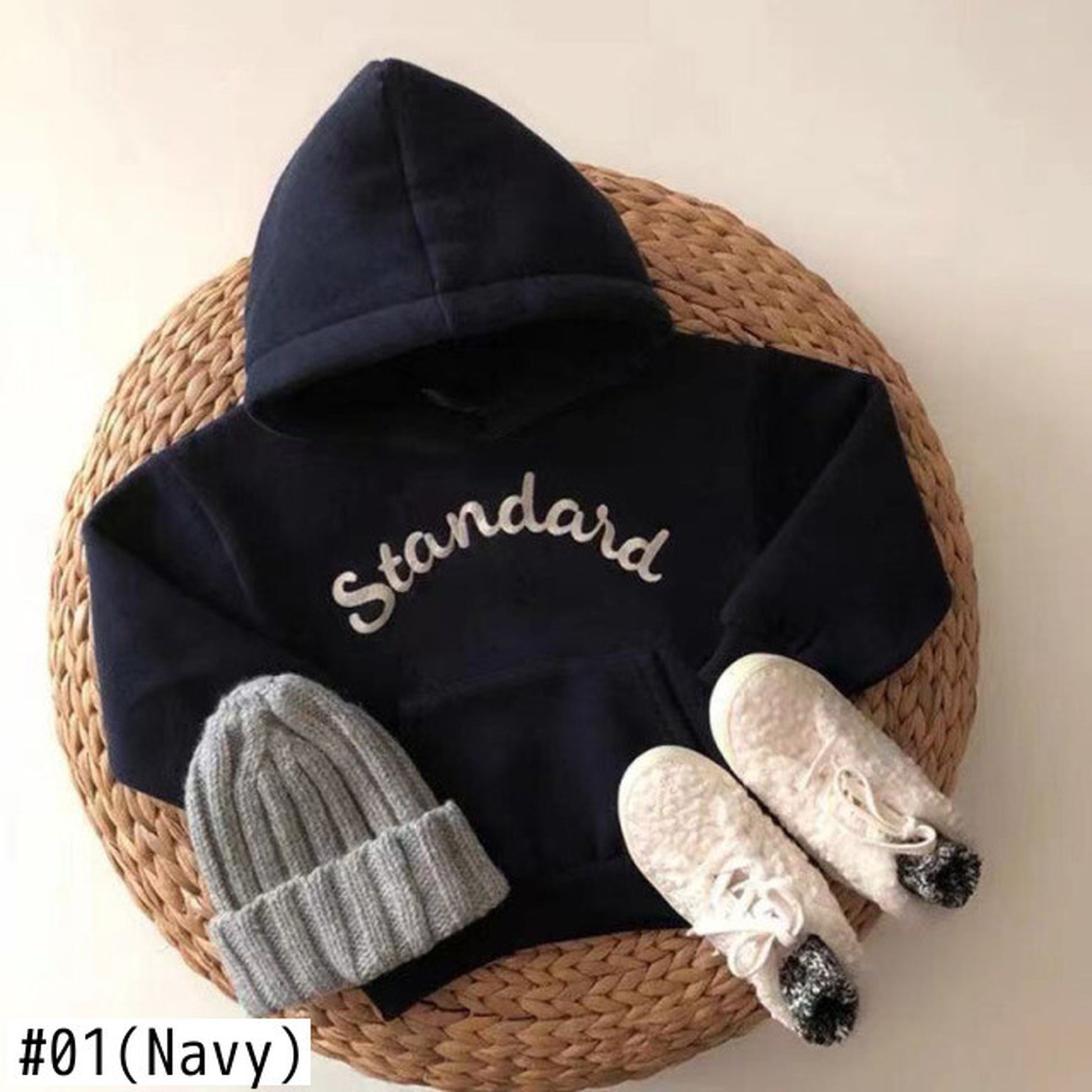 -ベビー 刺繍 レター ロゴ フーディ パーカー - mamahalo shop - カーディガン・パーカー -  べビー服 - 子供服 - 男の子 - 女の子