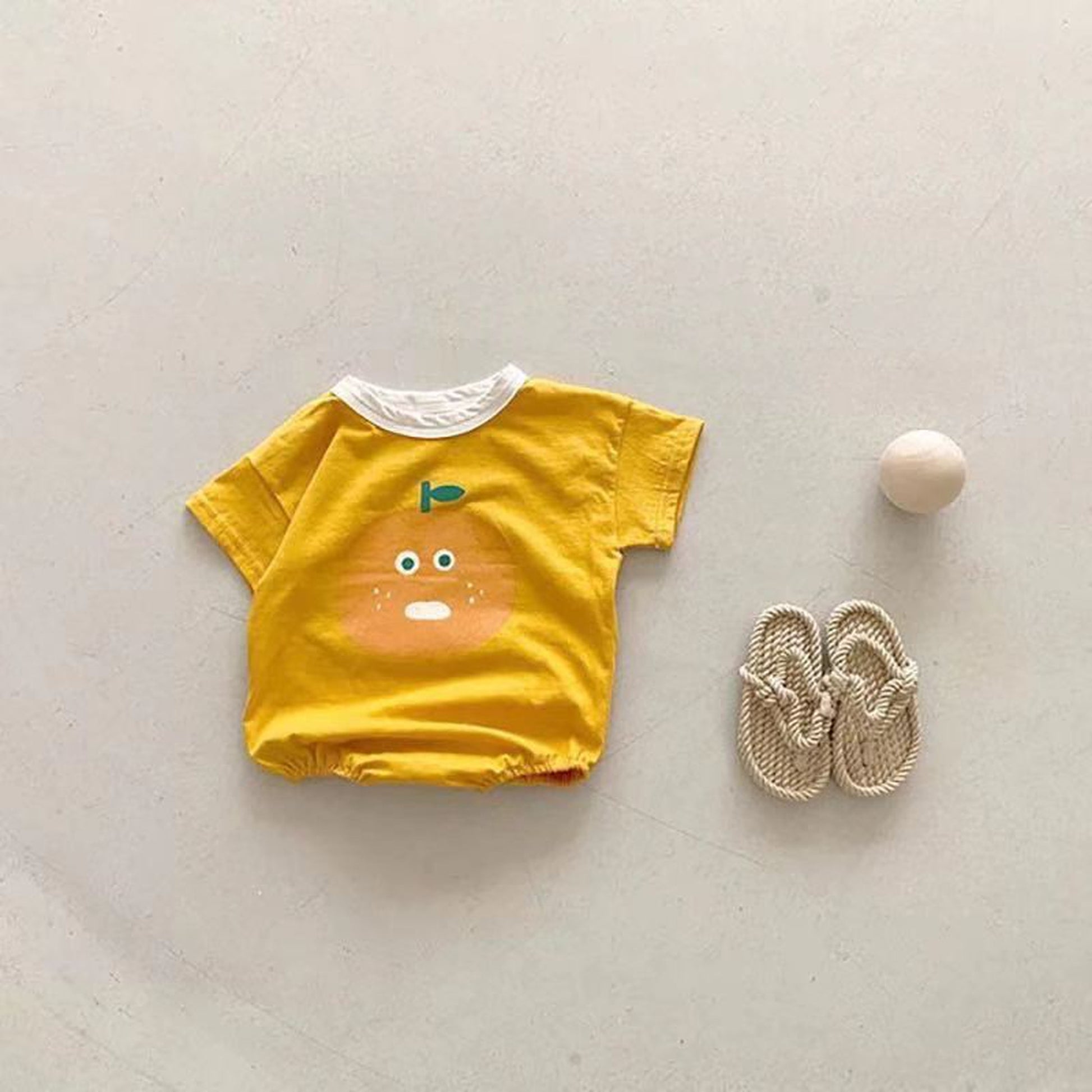 -ベビー オレンジ 半袖ロンパース【mh0000076】 - mamahalo shop - 半袖ロンパース -  べビー服 - 子供服 - 男の子 - 女の子