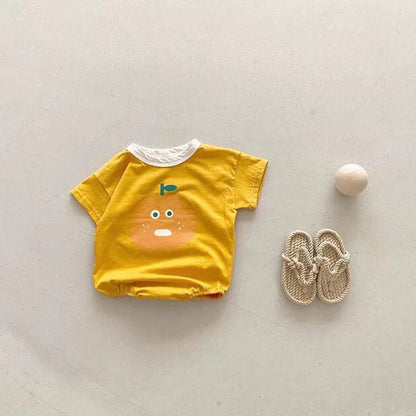 -ベビー オレンジ 半袖ロンパース【mh0000076】 - mamahalo shop - 半袖ロンパース -  べビー服 - 子供服 - 男の子 - 女の子