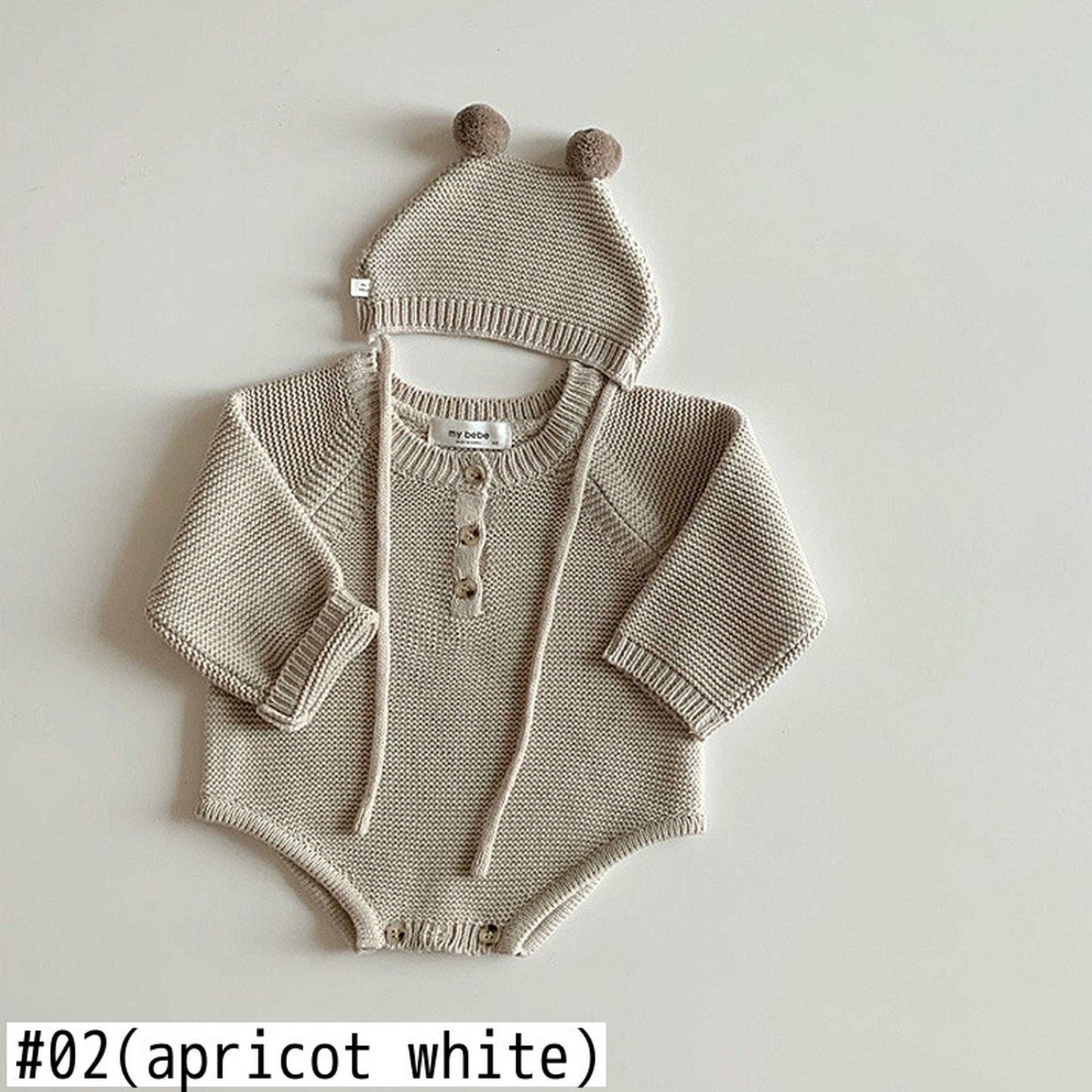 -ベビー ニット ロンパース ぽんぽん 帽子 セット - mamahalo shop - 長袖ロンパース -  べビー服 - 子供服 - 男の子 - 女の子