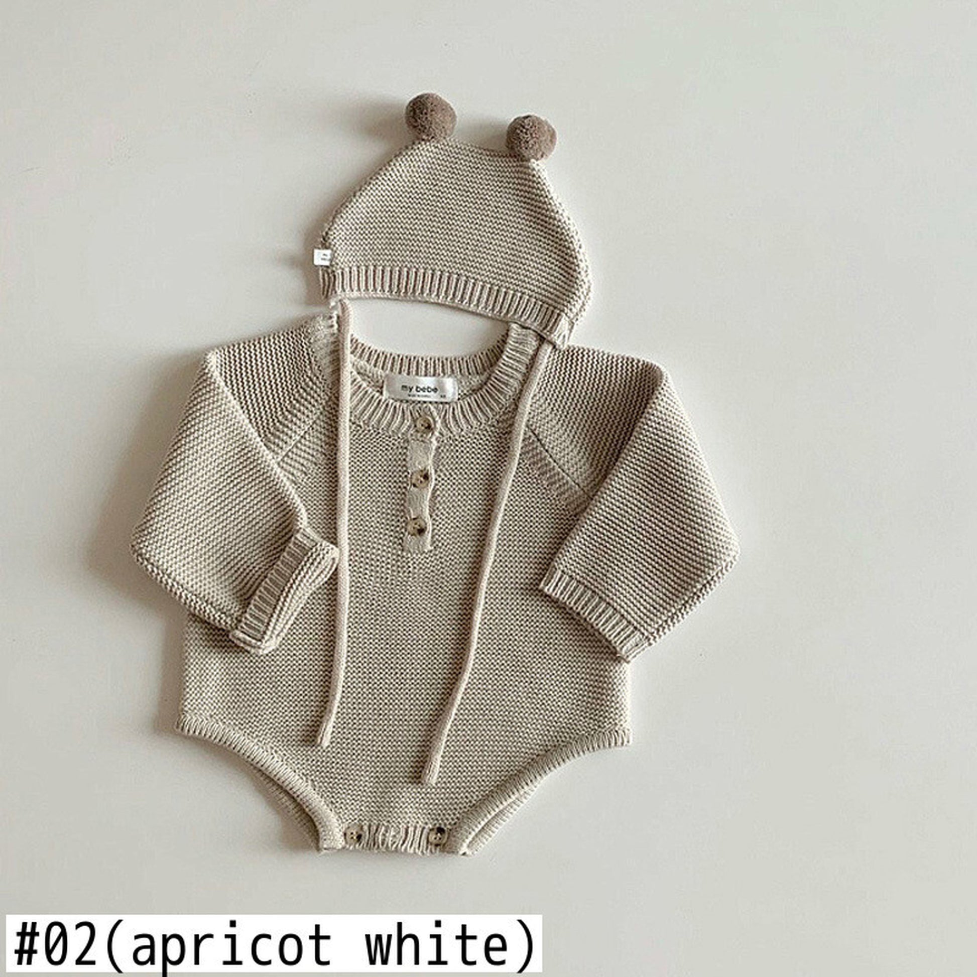 -ベビー ニット ロンパース ぽんぽん 帽子 セット - mamahalo shop - 長袖ロンパース -  べビー服 - 子供服 - 男の子 - 女の子