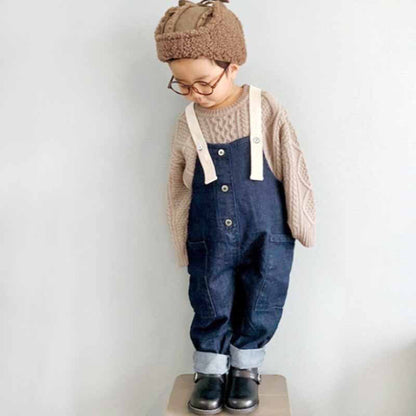 -キッズ デニム テープ サスペンダー サロペット リンク ママ お揃い コーデ【mh0000396】 - mamahalo shop - オーバーオール -  べビー服 - 子供服 - 男の子 - 女の子