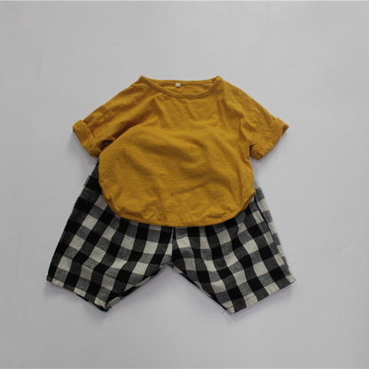 -キッズ チェック サマー パンツ - mamahalo shop - ハーフパンツ・ショートパンツ -  べビー服 - 子供服 - 男の子 - 女の子