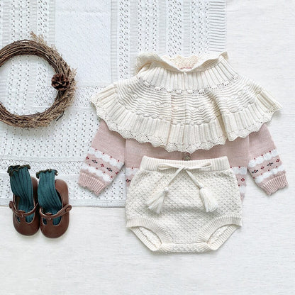 -ベビー キッズ レース ニット フーディ ボレロ ポンチョ【mh0000257】 - mamahalo shop - ショール -  べビー服 - 子供服 - 男の子 - 女の子