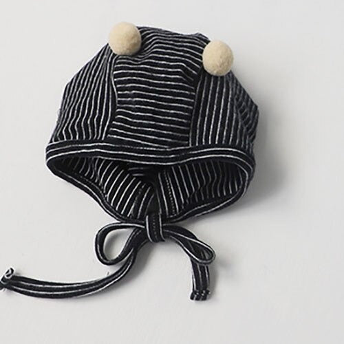 -ベビー ボーダー 足つき ロンパース ぽんぽん帽子 セット【mh0000050】 - mamahalo shop - 長袖ロンパース -  べビー服 - 子供服 - 男の子 - 女の子