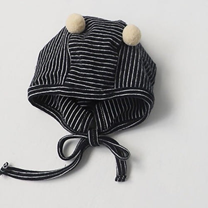 -ベビー ボーダー 足つき ロンパース ぽんぽん帽子 セット【mh0000050】 - mamahalo shop - 長袖ロンパース -  べビー服 - 子供服 - 男の子 - 女の子