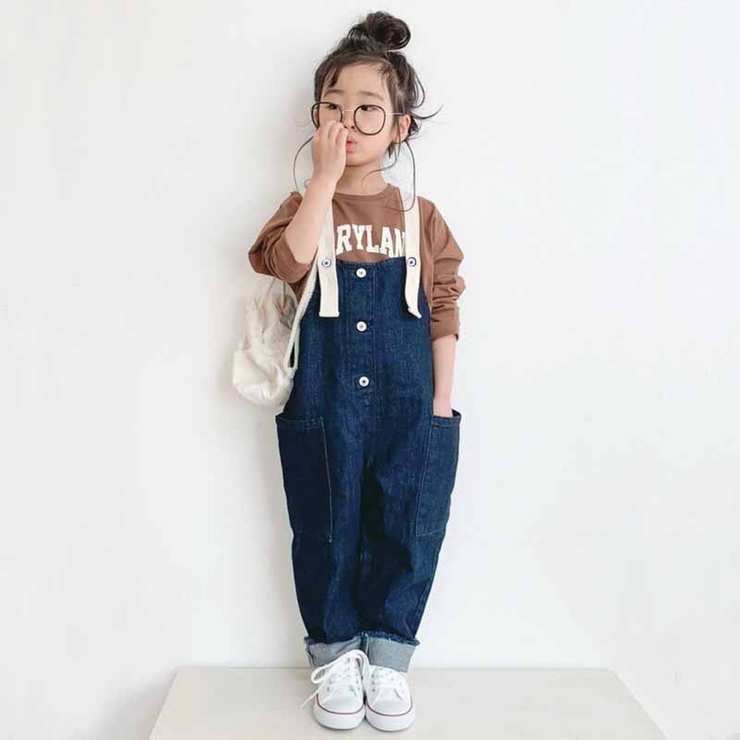 -キッズ デニム テープ サスペンダー サロペット リンク ママ お揃い コーデ【mh0000396】 - mamahalo shop - オーバーオール -  べビー服 - 子供服 - 男の子 - 女の子