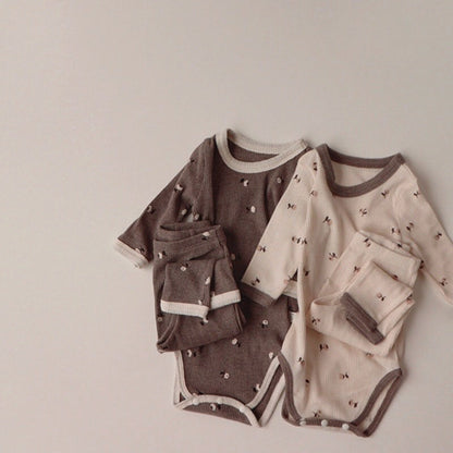 -ベビー フラワー セットアップ ロンパース トップス パンツ 帽子 ヘアバンド - mamahalo shop - ロンパースセットアップ -  べビー服 - 子供服 - 男の子 - 女の子