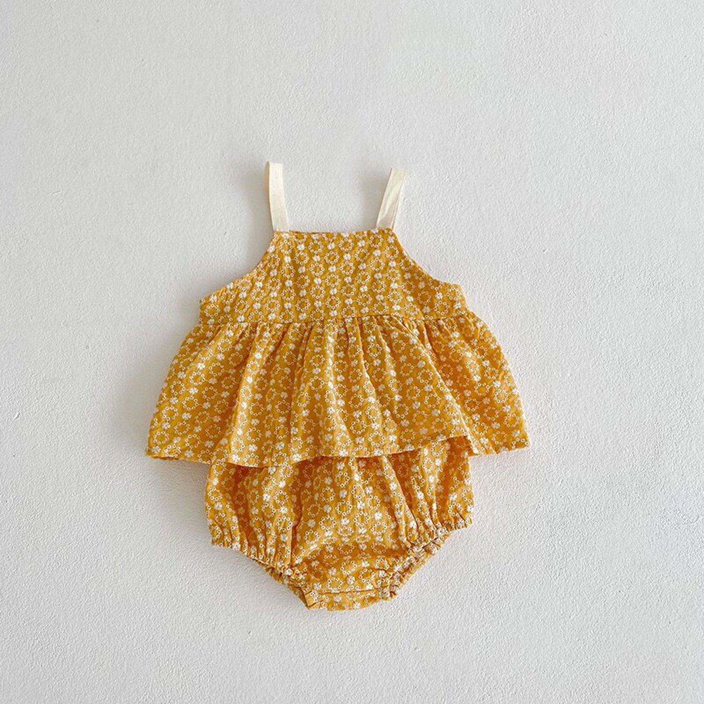 -ベビー フラワー 花柄 キャミチュニック ブルマー セット【mh0000467】 - mamahalo shop - ノースリーブセットアップ -  べビー服 - 子供服 - 男の子 - 女の子