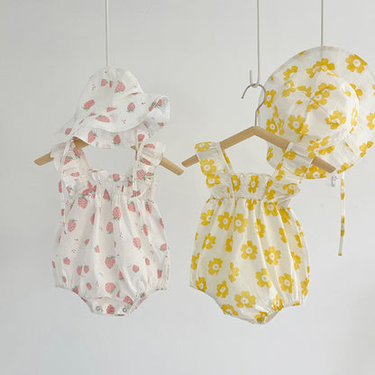 -ベビー フラワー ロンパース 帽子 セット【mh0000318】 - mamahalo shop - ノースリーブロンパース -  べビー服 - 子供服 - 男の子 - 女の子