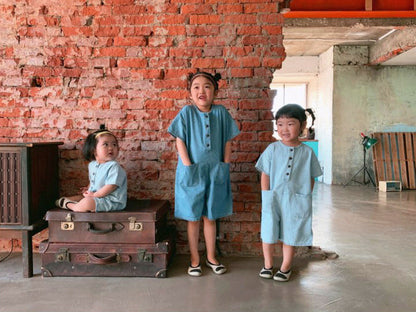 -キッズ デニム 半袖 ジャンプスーツ 48918290 - mamahalo shop - 半袖ジャンプスーツ -  べビー服 - 子供服 - 男の子 - 女の子