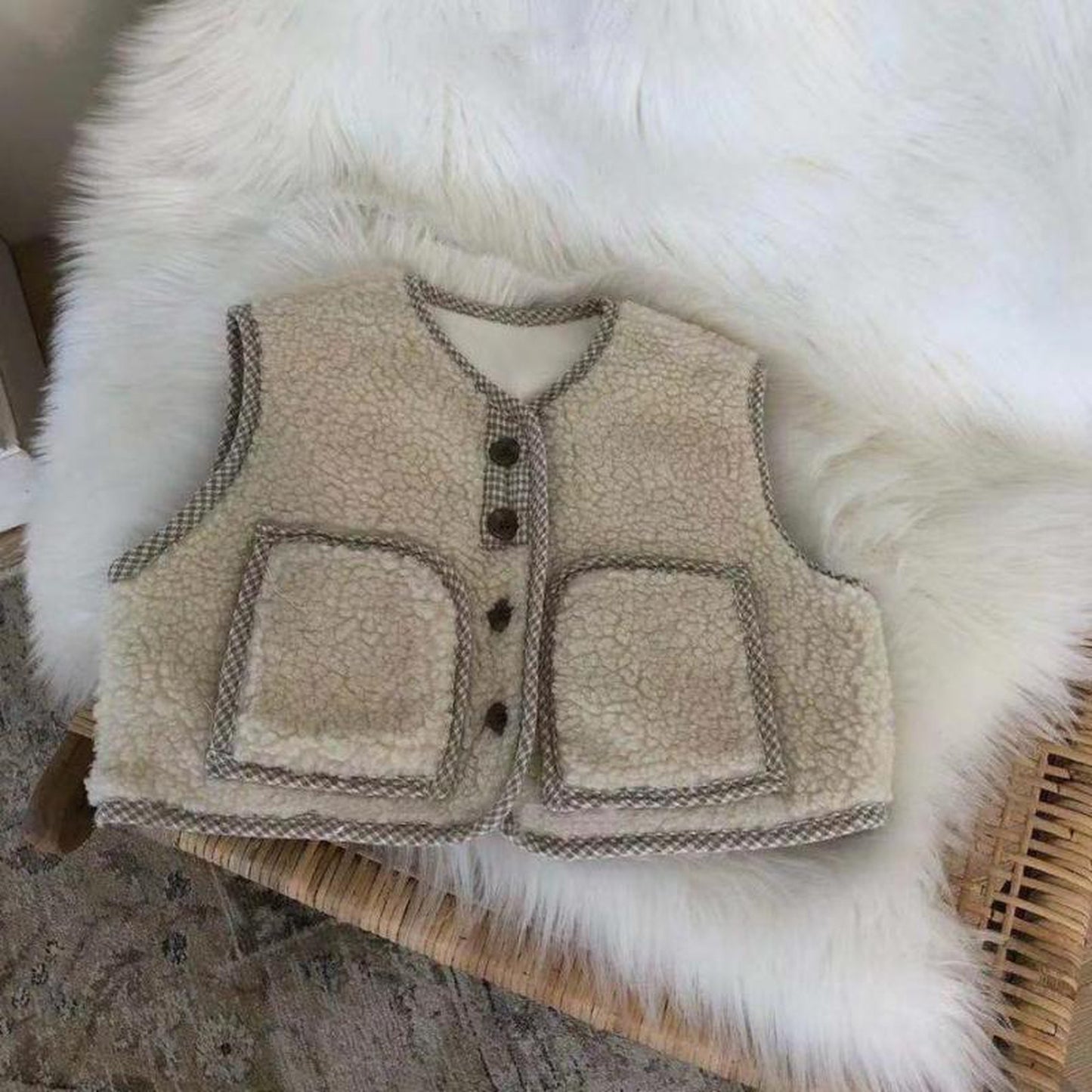 -ベビー ボア ベスト アウター【mh0000239】 - mamahalo shop - ベスト -  べビー服 - 子供服 - 男の子 - 女の子