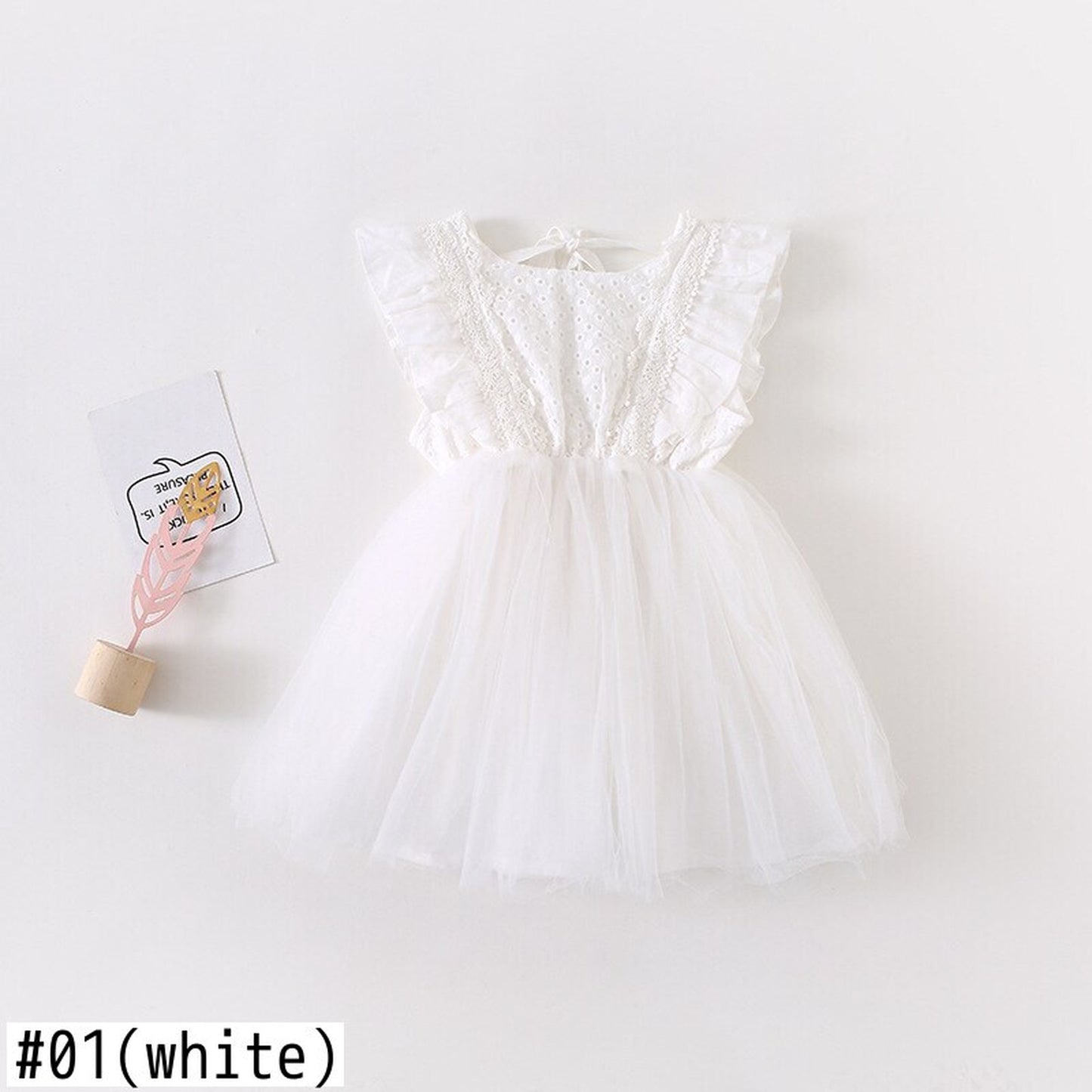 -キッズワンピース チュチュチュール ドレスワンピース フリルスリーブ ホワイト/パープル/2カラー - mamahalo shop - ノースリーブワンピース -  べビー服 - 子供服 - 男の子 - 女の子