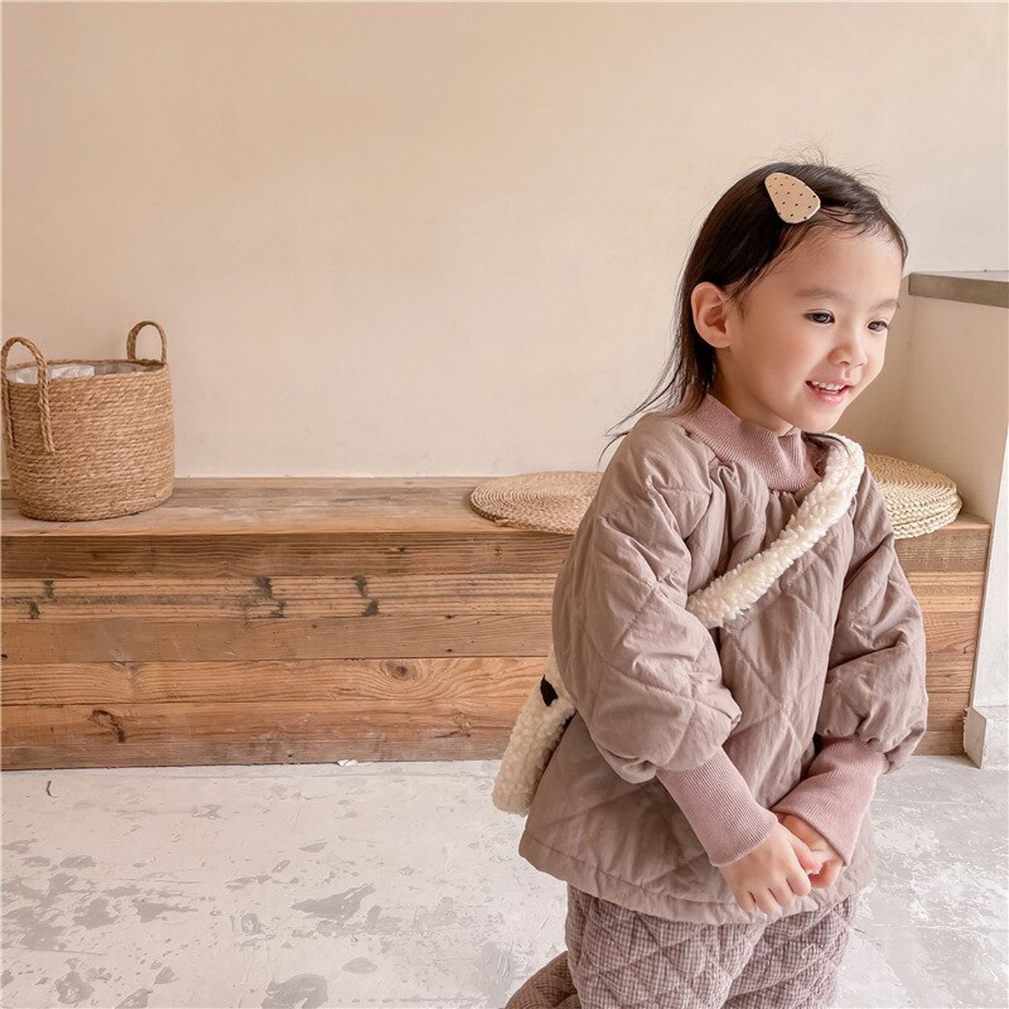 -キッズ キルティング ハイネック スウェット トレーナー【mh0000280】 - mamahalo shop - トレーナー・フーディ -  べビー服 - 子供服 - 男の子 - 女の子