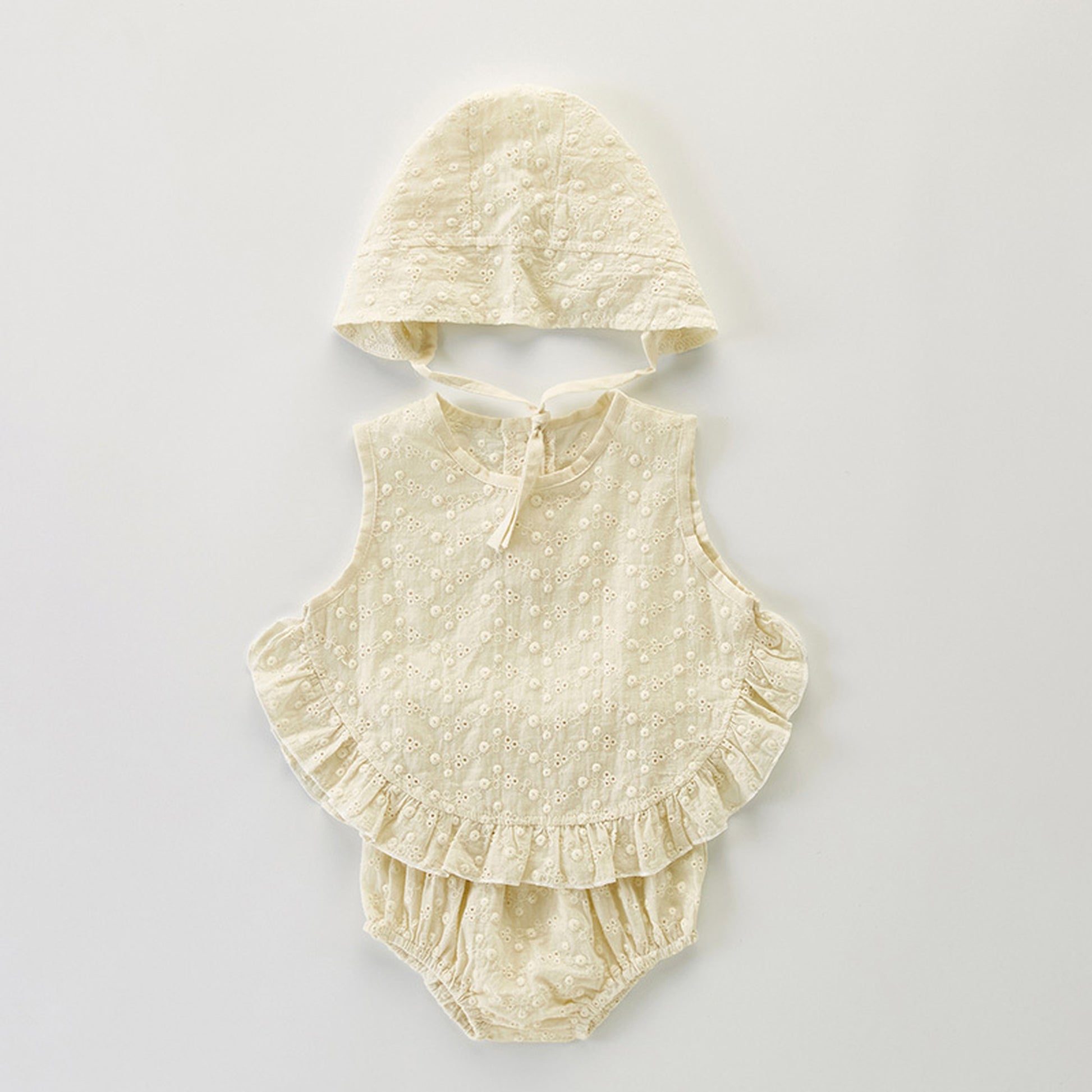 -ベビー セットアップ ノースリーブ ブラウス ブルマ パンツ ボンネット 帽子 - mamahalo shop - ノースリーブセットアップ -  べビー服 - 子供服 - 男の子 - 女の子