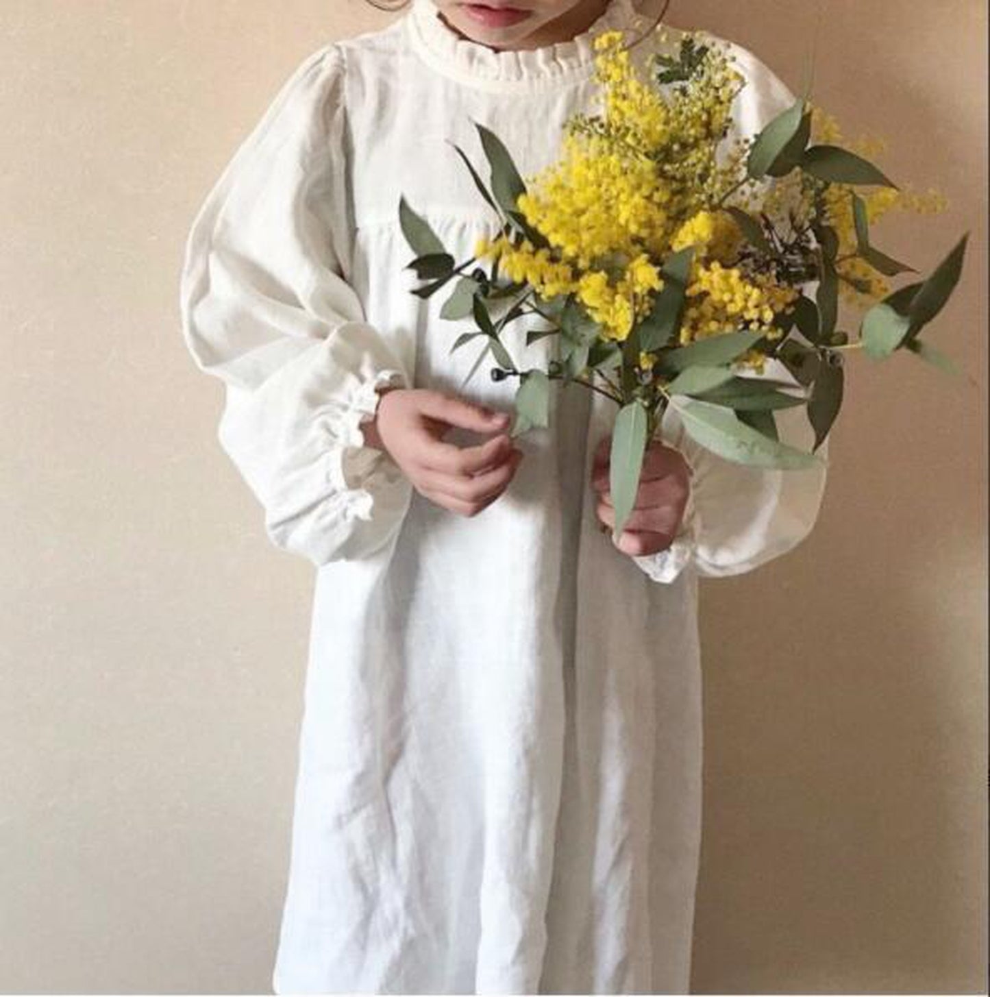 -キッズ フリルネック Aライン ワンピース【mh0000203】 - mamahalo shop - 長袖ワンピース -  べビー服 - 子供服 - 男の子 - 女の子