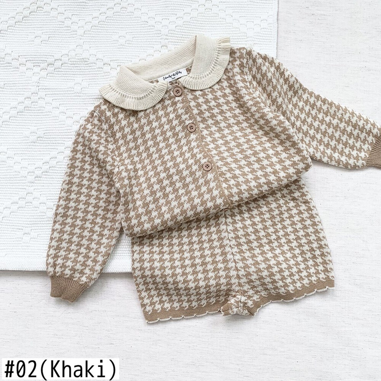 -ベビー キッズ 千鳥格子 セットアップ 前あき カーディガン トップス ショート パンツ【mh0000258】 - mamahalo shop - 長袖セットアップ -  べビー服 - 子供服 - 男の子 - 女の子