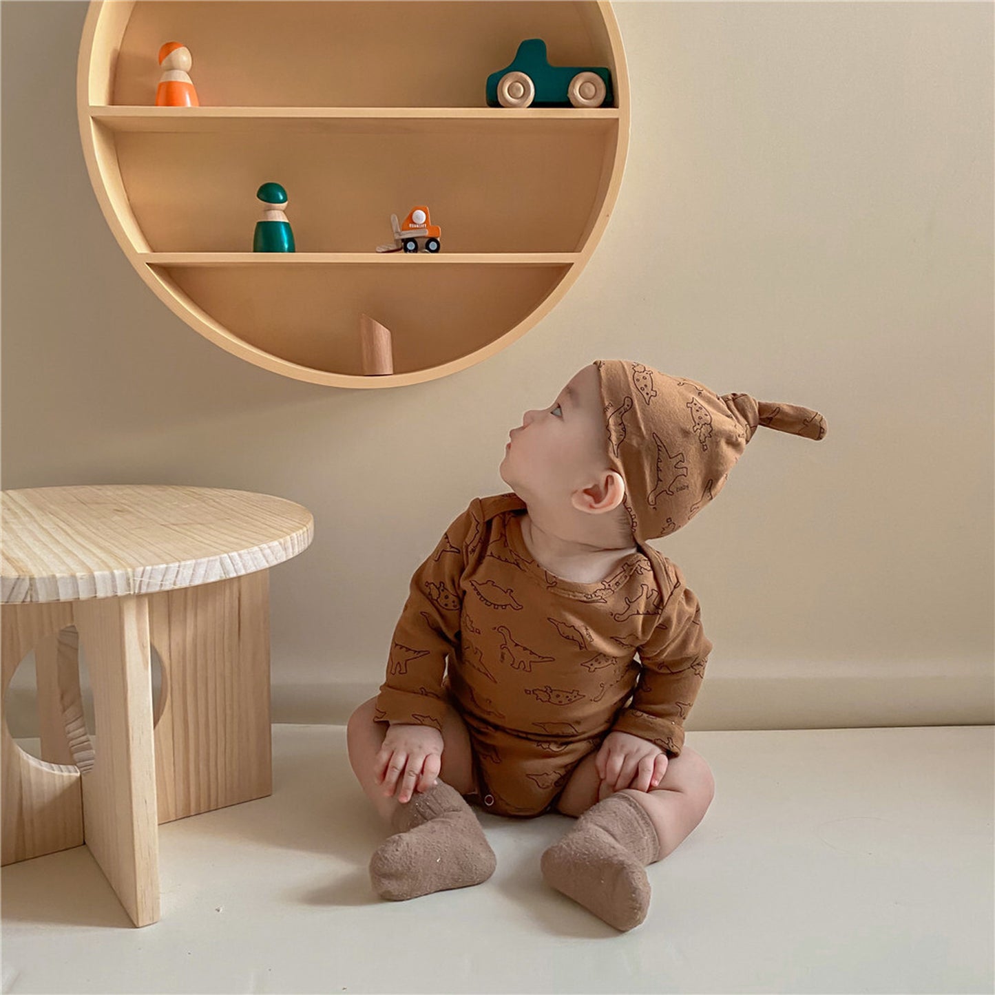 -ベビー 恐竜 ダイナソー セットアップ ロンパース 帽子 トップス パンツ【mh0000227】 - mamahalo shop - ロンパースセットアップ -  べビー服 - 子供服 - 男の子 - 女の子