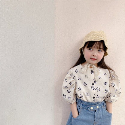 -キッズ パフスリーブ ブラウス【mh0000525】 - mamahalo shop - 半袖シャツ・ブラウス -  べビー服 - 子供服 - 男の子 - 女の子